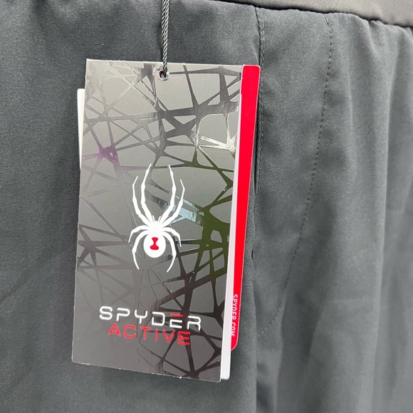 SPYDER MEN'S ACTIVE WEAR,BLACK,L,2 POCKETS W/RED ZIPPER,3D LOGO DIFFERENT SHADES - Picture 9 of 14